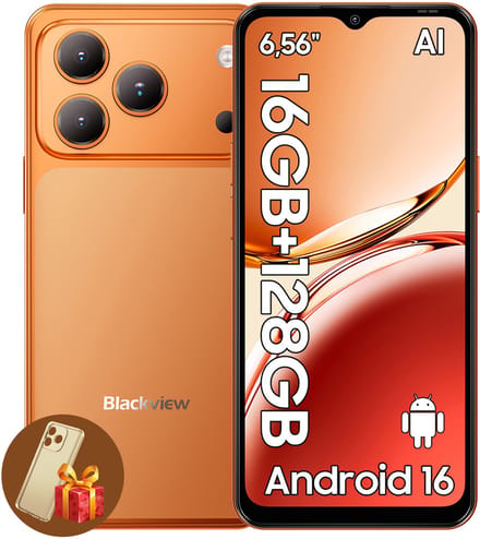 Blackview WAVE 7C Smartphone - 4G AI - DUAL SIM - 16GB RAM - 128GB ROM - Android 16 Telefoon - 6,56 inch - 5000mAh - GPS - Oranje