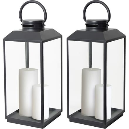 KS Verlichting Set van 2 Newport Windlicht Zwart Large