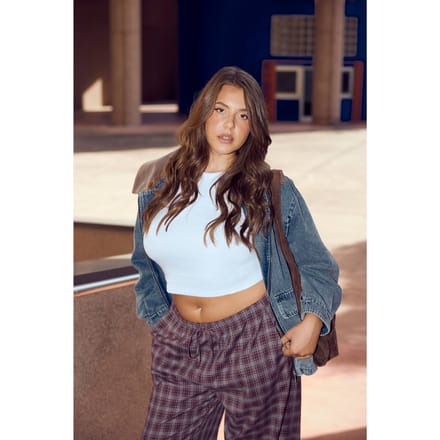 boohoo Dames Plus Denim oversized bomberjack | Mid Blue | Maat: 18