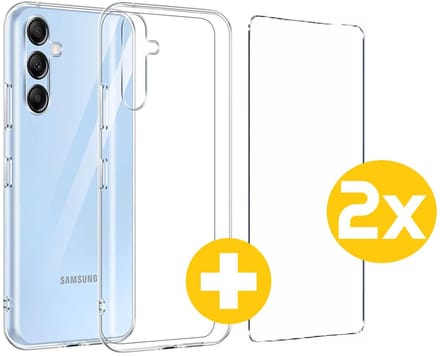 Hoesje en Screenprotector Combi Geschikt Voor Samsung Galaxy A54 - Transparant Hoesje + 2x Screenprotector