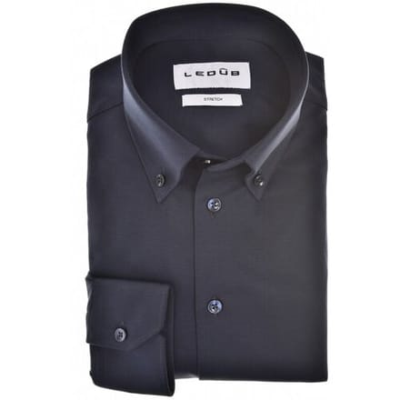 Ledûb Overhemd Cotton Jersey Stretch Uni Color Button-Down Blauw / male