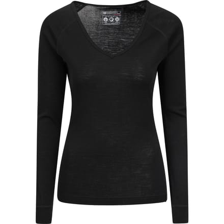 Mountain Warehouse Dames/Dames Merino Wol V Hals Top (Zwart)