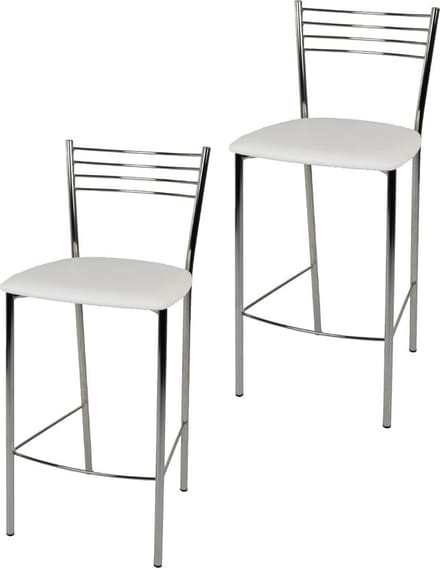Tommychairs Elena - Eetkamerstoelen - Set van 2 - Chroom & Wit - Kunstleer