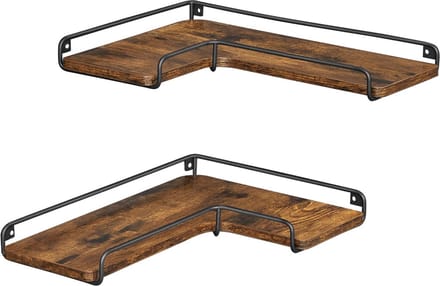 Hoekplanken - Set van 2 - Van hout - Voor aan de muur - Bruin