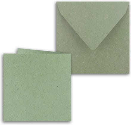 75 stuks groene vierkante vouwkaarten van kraftpapier 15x15 cm - Milieu serie