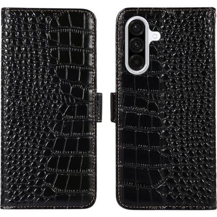 Mocaa Samsung Galaxy A56 Croco Book Case Leer Zwart