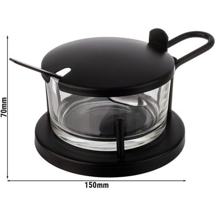 GGM Gastro (6 Stück) Parmesan Menage - CLASSIC - 180ml - inkl. Löffel - Schwarz - Matt