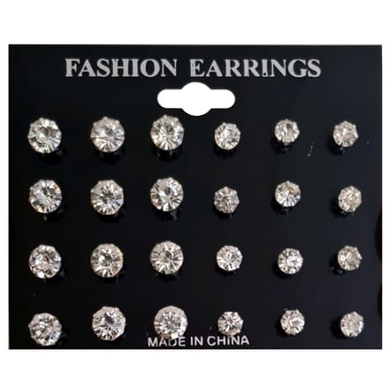 Fako Bijoux® - Oorbellen - Steker - Zirkonia - 6 & 8 mm - Transparant - 12 Paar