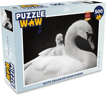 Puzzel Witte zwaan en haar kuiken - Legpuzzel - Puzzel 500 stukjes
