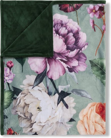 Luxe Bloemenprint Plaid 130x160 cm - Groen - Polyester - Voor 1 Persoon - Descanso