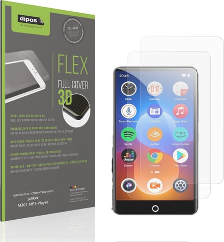 dipos FLEX – 2x Matte Screenprotector geschikt voor joliker M301 MP3-Player | Volledige Schermbescherming | Case-Friendly