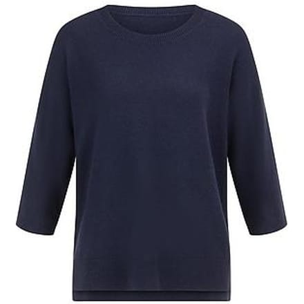 Ronde hals trui kasjmier Van Peter Hahn blauw