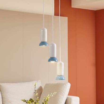 Lindby - hanglamp - 3lichts - Keramiek - H: 21.5 cm - GU10 - wit, blauw