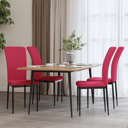 vidaXL - Eetkamerstoelen - 4 - st - fluweel - wijnrood
