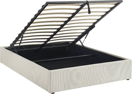 sweeek - Bed met lattenbodem b204 x d148 x h32cm, afwerking corduroy
