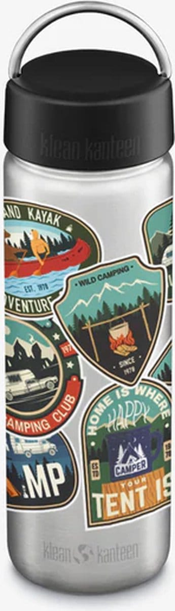 Klean Kanteen Limited - Camp Sticker Edition Drinkfles Wide Single Wall 800ml - Loop Cap