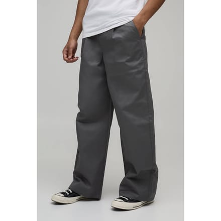 Wide Fit Pleat Front Work 365 Trouser | Charcoal | Size 44