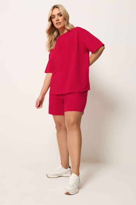 Yours Set Rood Sweatshirt En Korte Broek Size 46