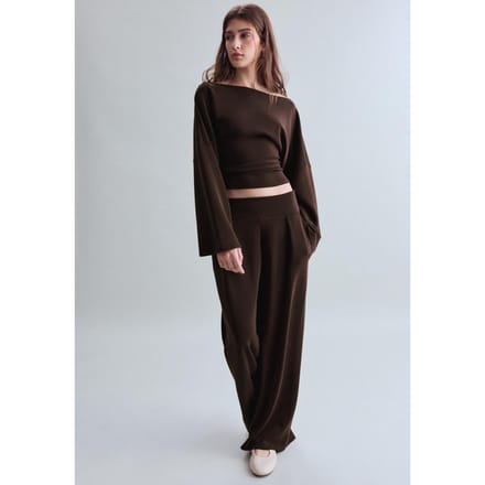 Stradivarius Asymmetrische soft touch sweater met plooien  Bruin L