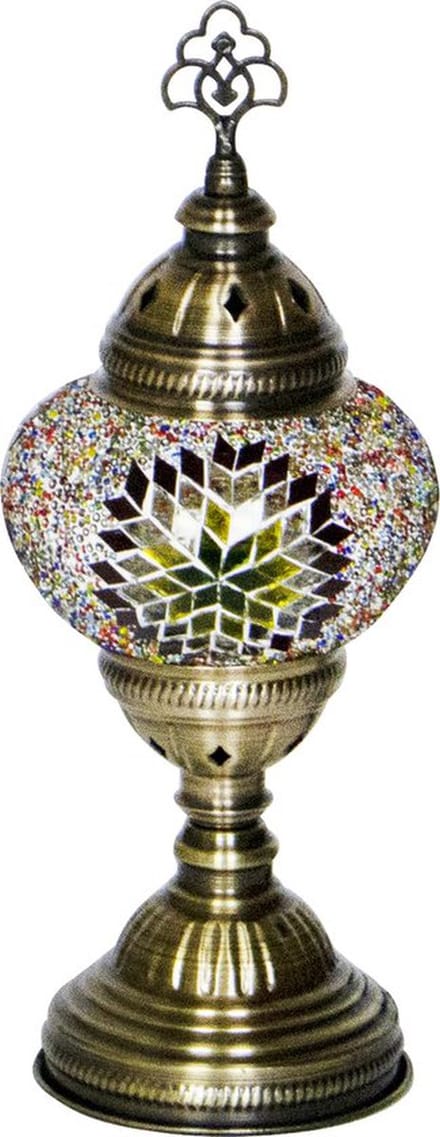 Oosterse lamp - mozaiek tafellamp 30cm - E14 fitting - koperkleurig - handgemaakt