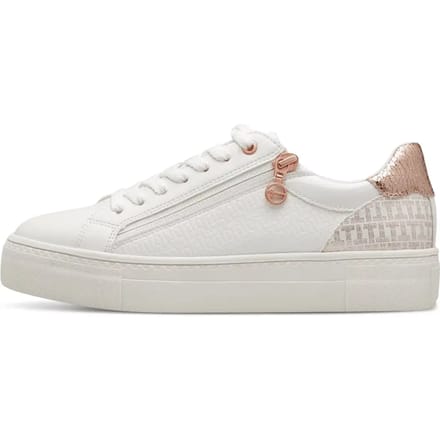 Tamaris dames sneakers met ros�kleurige details - Wit - Uitneembare zool