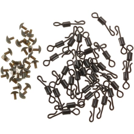 120 pièces/30 ensembles Pêche à la carpe Clips de sécurité Plomb Tubes de queue Épingles Émerillons Terminal black