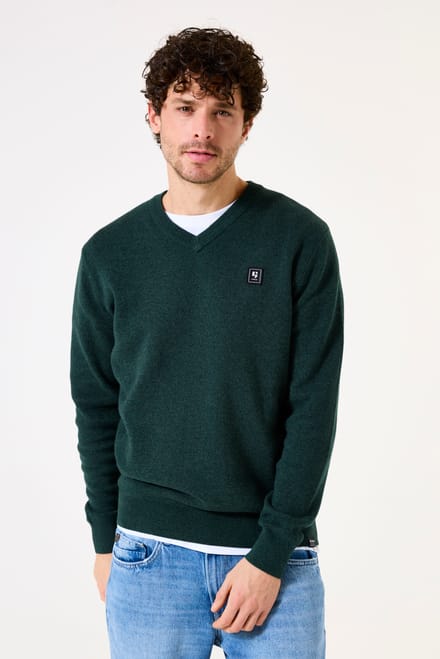 GARCIA Heren Effen Trui Groen Lange mouw