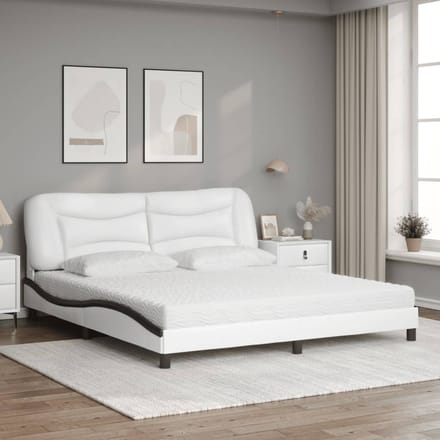 vidaXL - Bed - met - matras - "Hvar" - kunstleer - wit - en - zwart - 180x200 - cm
