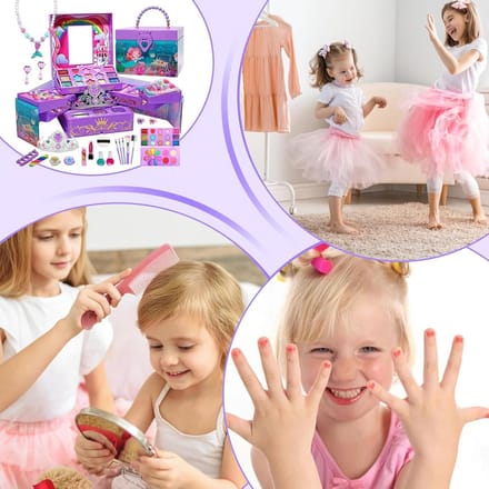 Kinder Make-up Set - Verkleedaccessoires Speelgoed - Rollenspel Feestjes - Makkelijk Afwasbaar - 22 x 17 x 8 cm