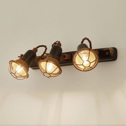 Ferroluce Wandlamp C1677/1 met korf, 3-lamps, zwart