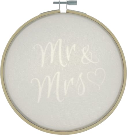 Wanddecoratie - Borduurring - Mr & Mrs - 14cm