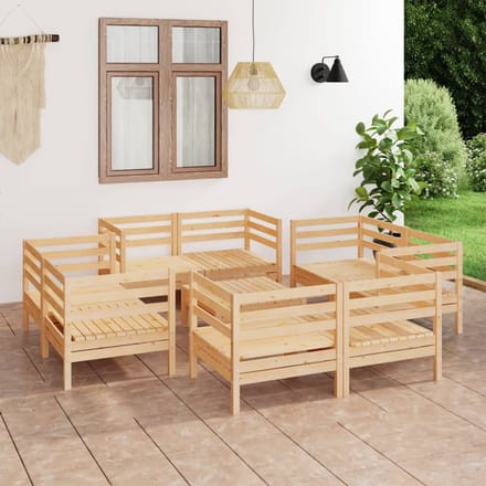 vidaXL - 9-delige - Loungeset - massief - grenenhout