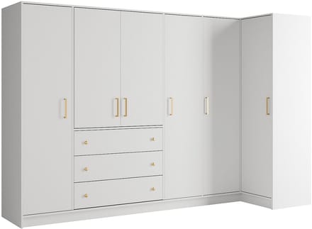 Vente-unique Hoekkast met 6 deuren en 3 lades - L311 cm - Wit - LIZANDRO