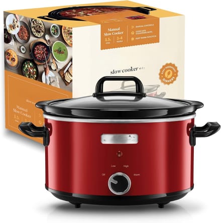 AMA® Slowcooker met Timer - Crockpot - Stoompot - Inclusief Warmhoudfunctie - Rood