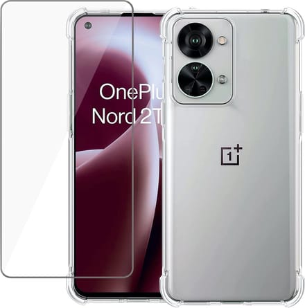 Hoesje geschikt voor OnePlus Nord 2T Transparant met Screenprotector Set - Gehard Glas Tempered Glass Screen Protector