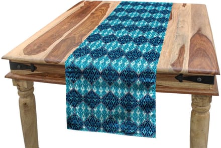 ABAKUHAUS marine tafelloper – Patchworkstijl, 40×180 cm, blauw/wit