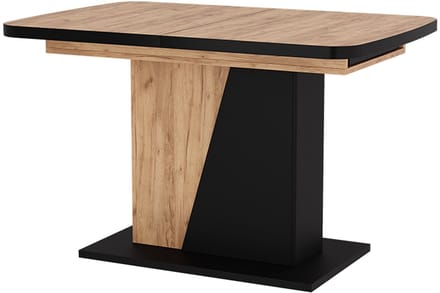 Vicco Eettafel Fenaro, Zwart/Eiken, 120-160 x 80 cm uitschuifbaar