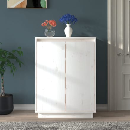vidaXL - Schoenenkast - 60x35x80 - cm - massief - grenenhout - wit