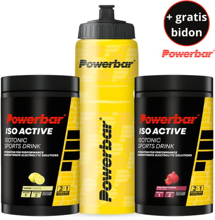 Powerbar sportdrank | IsoActive | GRATIS Powerbar bidon | 1x Lemon & 1x Red Fruit | 2x 600 gram - 2x9 liter