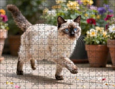 Puzzel Heilige Birmaan in de tuin | 252 stukjes | Dierenpuzzel | Kattenpuzzel