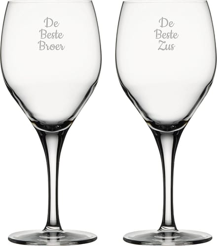 Gegraveerde Rode wijnglas 42,5cl De Beste Broer- De Beste Zus