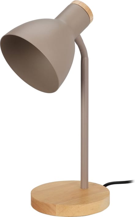 Home & Styling Tafellamp/bureaulampje Design Light - hout/metaal - beige - H36 cm - Leeslamp