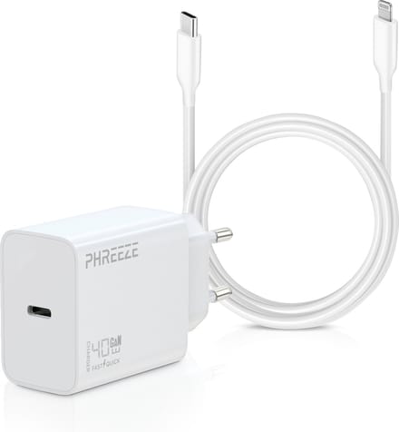 Oplader geschikt voor iPhone - Usb C naar Lightning Kabel 3 Meter + 40w usb C Power Adapter - Set