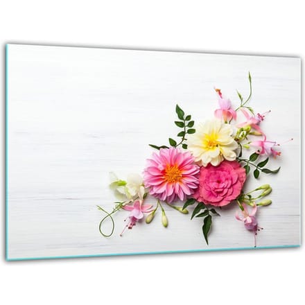 TMK ArtDeko - Snijplank - Glas - Gehard - Kleurige Bloemen