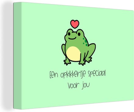 Canvas Schilderij Beterschap - Quote - Kikker - Opkikker - 90x60 cm - Wanddecoratie