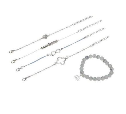 Jomide Set armbanden - 5 delig - Zilverkleurig