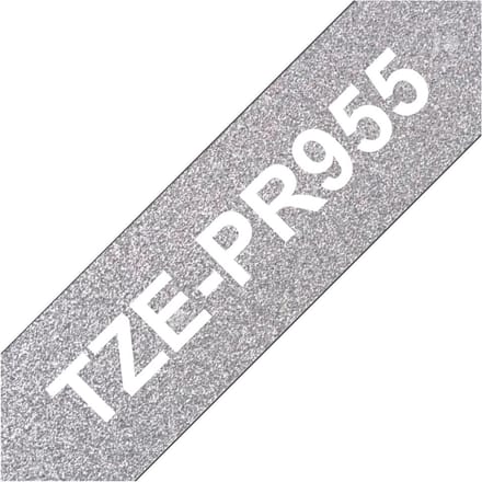 Brother P-touch Premium schrijfband, 24 mm - Wit op glitter zilver