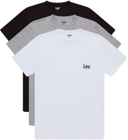 Lee - Mens T-shirt Larkin - Black/Grey/White - 3-pack - M