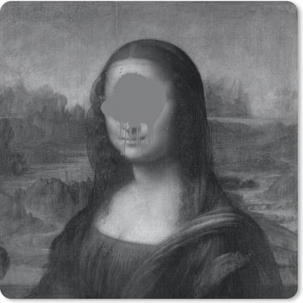 Muismat 20x20 cm - Mousepad Mona Lisa - Leonardo da Vinci - Zwart - Wit - Muismatten