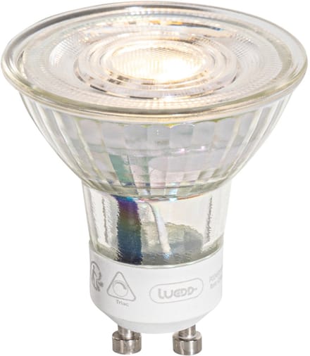 LUEDD GU10 50mm 3-staps dimbaar in Kelvin LED lamp helder 4.9W 450 lm 2000-2700K